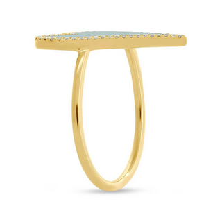 Shy Creation 14K Gold Turquoise Heart Ring with Diamonds