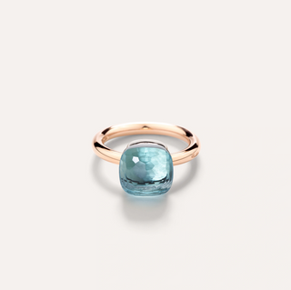 Pomellato 18K Rose Gold Sky Blue Topaz Nudo Classic Ring
