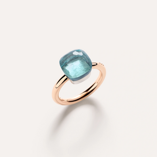 Pomellato 18K Rose Gold Sky Blue Topaz Nudo Classic Ring