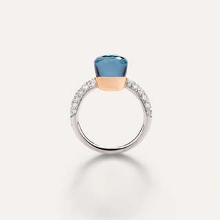 Pomellato 18K White Gold Turquoise & Topaz Nudo Petit Ring