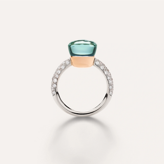 Pomellato Two-Tone 18K Gold Sky Blue Topaz & Agate Nudo Classic Ring