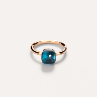 Pomellato 18K Rose Gold London Blue Topaz Nudo Petit Ring