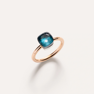 Pomellato 18K Rose Gold London Blue Topaz Nudo Petit Ring