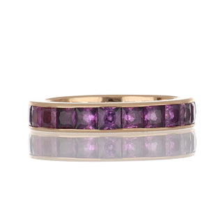 Estate 18K Rose Gold Square-Cut Pink Sapphire Eternity Band
