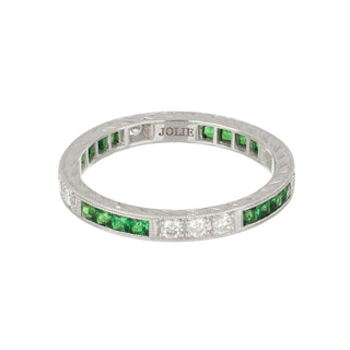 Estate 18K White Gold Tsavorite & Diamond Eternity Band