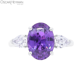 Oscar Heyman Platinum Vivid Purple Sapphire Three-Stone Ring