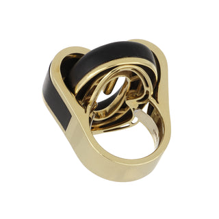 David Webb 18K Gold Ebony Wood Buckle Ring
