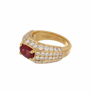 Vintage Cartier 18K Gold Ruby & Diamond Cocktail Ring