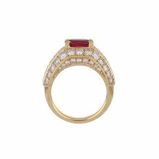 Vintage Cartier 18K Gold Ruby & Diamond Cocktail Ring