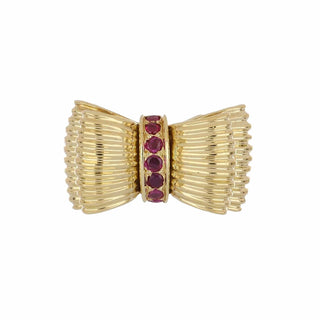 Vintage Tiffany & Co. 18K Gold Ribbon Ring with Rubies