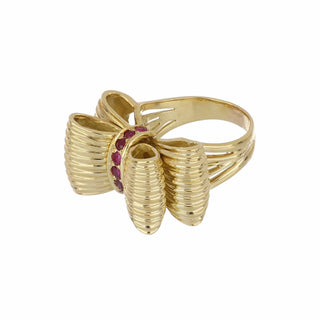 Vintage Tiffany & Co. 18K Gold Ribbon Ring with Rubies