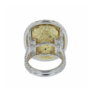 Estate 18K Two-Tone Gold No Heat Ceylon Star Sapphire Ring with Diamond Frame