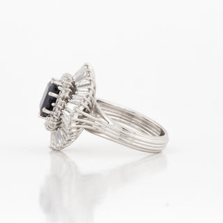 Vintage 1970s Sapphire & Diamond Ballerina Style Ring in Platinum