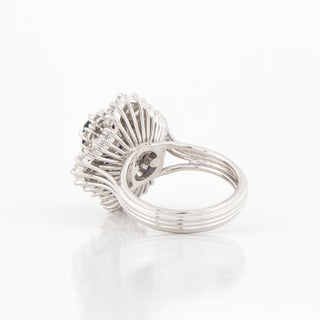 Vintage 1970s Sapphire & Diamond Ballerina Style Ring in Platinum