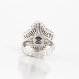 Vintage 1970s Sapphire & Diamond Ballerina Style Ring in Platinum