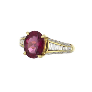Estate 18K Gold Rubellite Tourmaline Ring with Diamonds