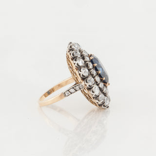 Important Victorian Two-Tone No Heat Sapphire & Diamond Cluster Ring