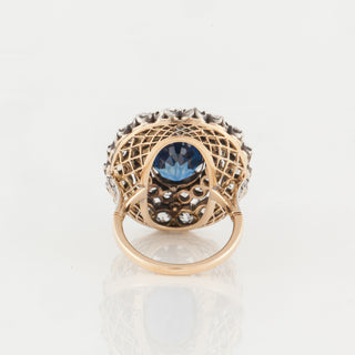 Important Victorian Two-Tone No Heat Sapphire & Diamond Cluster Ring