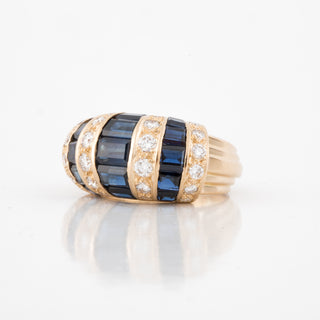 Vintage Oscar Heyman 18K Gold Alternating Diamond & Sapphire Ring
