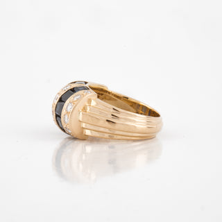 Vintage Oscar Heyman 18K Gold Alternating Diamond & Sapphire Ring