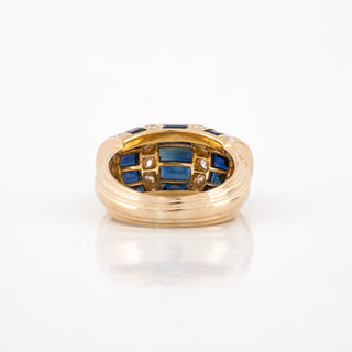 Vintage Oscar Heyman 18K Gold Alternating Diamond & Sapphire Ring
