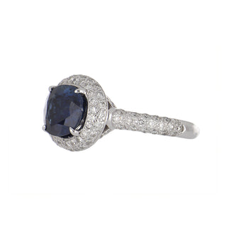 Estate 18K White Gold East-West Sapphire Ring with Diamonds
