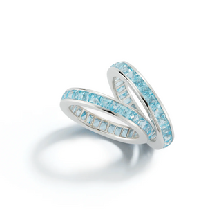Seaman Schepps 18K White Gold French-Cut Blue Topaz Eternity Band