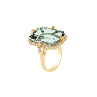 Goshwara 18K Emerald-Cut Prasiolite Ring with Diamonds