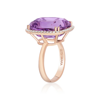 Goshwara 18K Gossip Cushion-Cut Amethyst Cocktail Ring with Diamonds