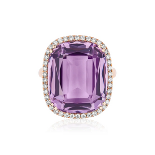 Goshwara 18K Gossip Cushion-Cut Amethyst Cocktail Ring with Diamonds