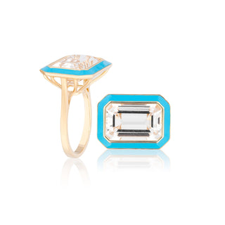 Goshwara 18K Rock Crystal Queen Ring with Turquoise Enamel