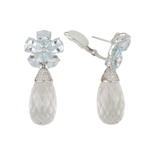 18K White Gold Aquamarine and Rock Crystal Earrings