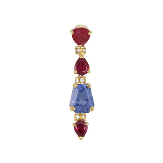 Vintage Bulgari 18K Gold Ruby and Sapphire Drop Earrings