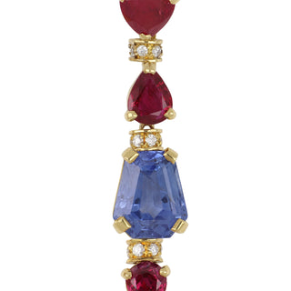 Vintage Bulgari 18K Gold Ruby and Sapphire Drop Earrings