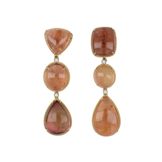 Tenenbaum 18K Gold Mixed-Shape Cabochon Tourmaline Drop Earrings