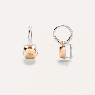 Pomellato Two-Tone 18K Gold White Topaz Nudo Classic Earrings