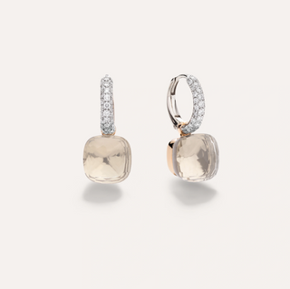 Pomellato Two-Tone 18K Gold White Topaz Nudo Classic Earrings