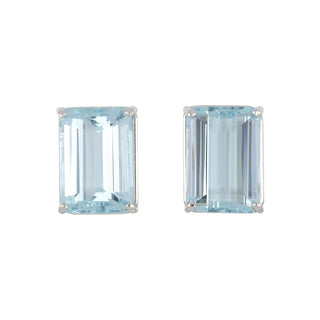 Tenenbaum 18K White Gold Emerald-Cut Aquamarine Earrings