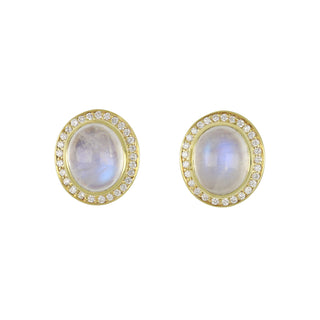 Mazza 14K Gold Moonstone Button Earrings