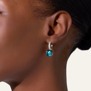 Pomellato Two-Tone 18K Gold London Blue Topaz Nudo Classic Earrings
