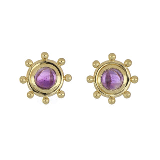 Estate Tiffany & Co. Paloma Picasso 18K Gold Cabochon Amethyst Button Earrings