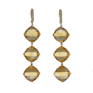 Tenenbaum 14K Gold Citrine Drop Earrings with Diamonds