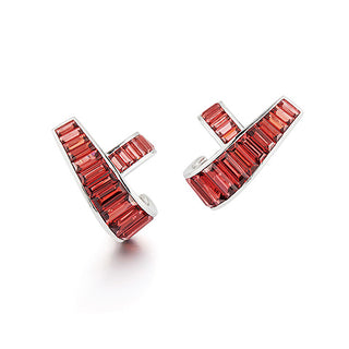 Seaman Schepps 18K White Gold Garnet Ribbon Earrings
