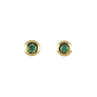 Tenenbaum 18K Gold Bezel-Set Emerald Stud Earrings