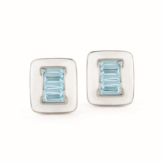 Seaman Schepps 18K White Gold Quartz and Blue Topaz Ponte Earrings