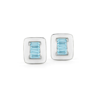 Seaman Schepps 18K White Gold Quartz and Blue Topaz Ponte Earrings