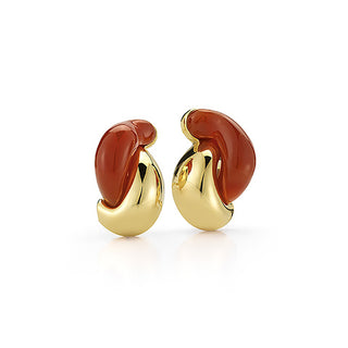 Seaman Schepps 18K Gold Carnelian Clip Earrings