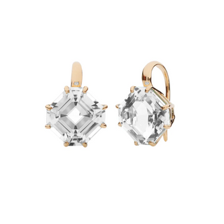 Goshwara 18K Gossip Rock Crystal Hexa Leverback Earrings