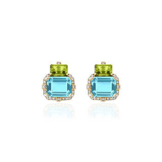 Goshwara 18K Gossip Blue Topaz & Peridot Stud Earrings
