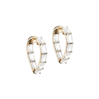 Goshwara 18K Gossip Moon Quartz Heart Hoop Earrings